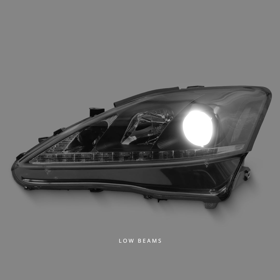 Lexus IS250 GSE20 (2005 - 2012) Black LED DRL Projector Headlights LH + RH