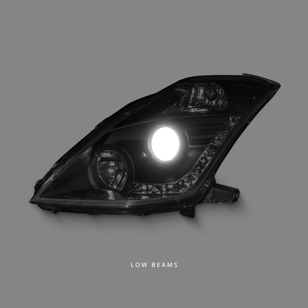 Nissan 350Z / Z33 Fairlady (2006 - 2008) Black LED DRL HID Type Projector Headlights LH + RH