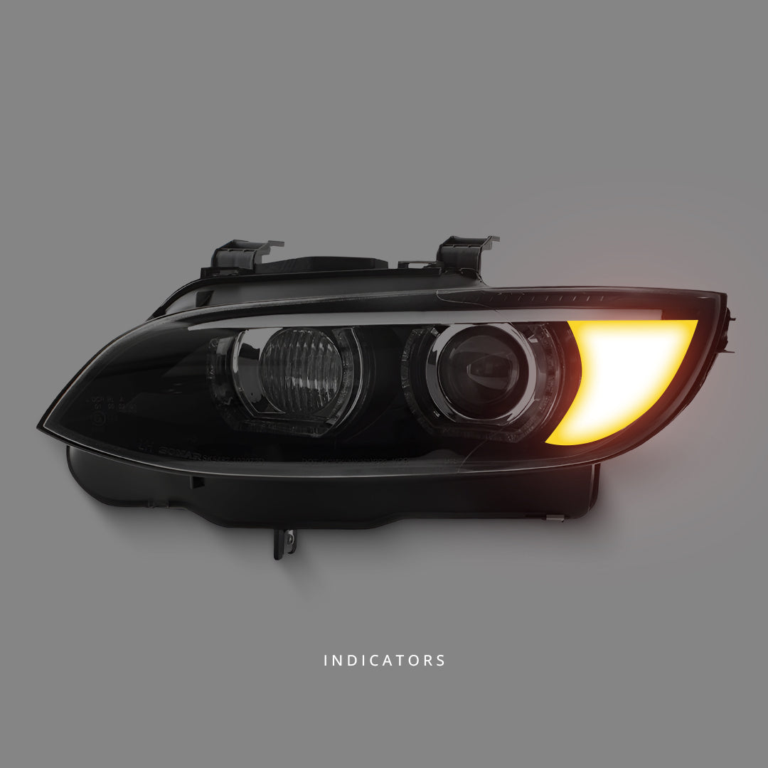 BMW 3-Series E92 / E93 Pre-LCI (2006 - 2009) Black LED DRL M3, M4 Style Projector Headlights LH + RH