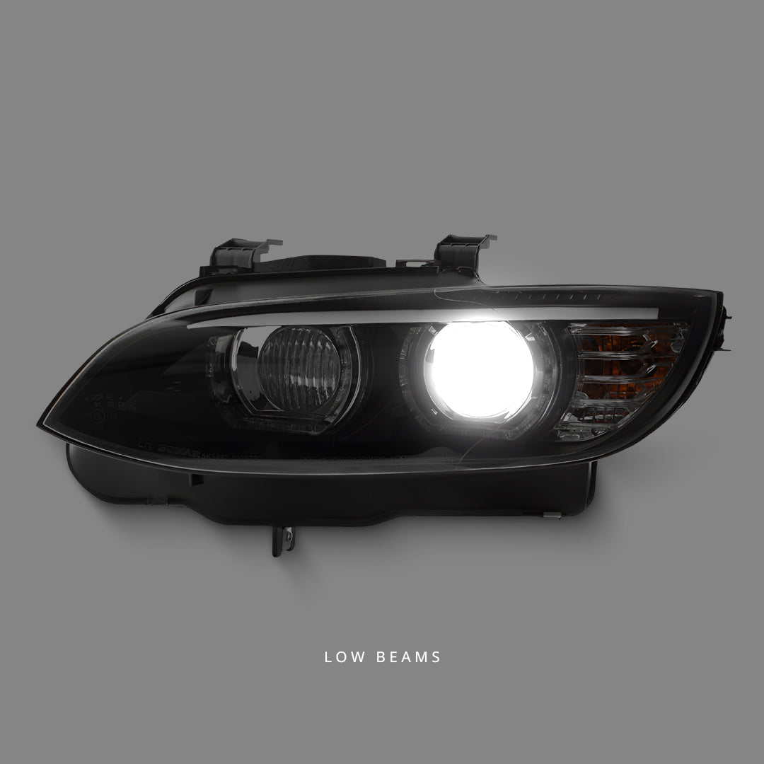 BMW 3-Series E92 / E93 Pre-LCI (2006 - 2009) Black LED DRL M3, M4 Style Projector Headlights LH + RH