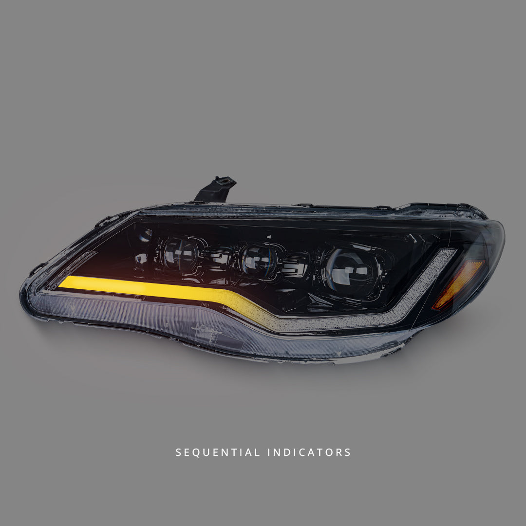 Honda Civic FD1 / FD2 / FD3 (2006 - 2012) Sequential Tri-LED DRL Projector Headlights LH + RH