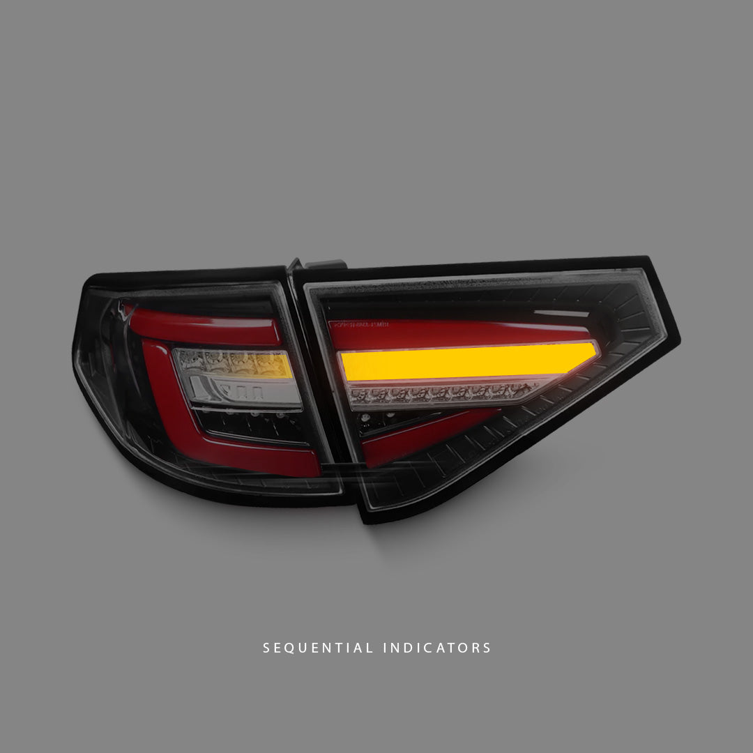 Subaru WRX STI GR (2008 - 2013) Sequential Black Red 3D Dynamic Signal Tail Lights LH + RH