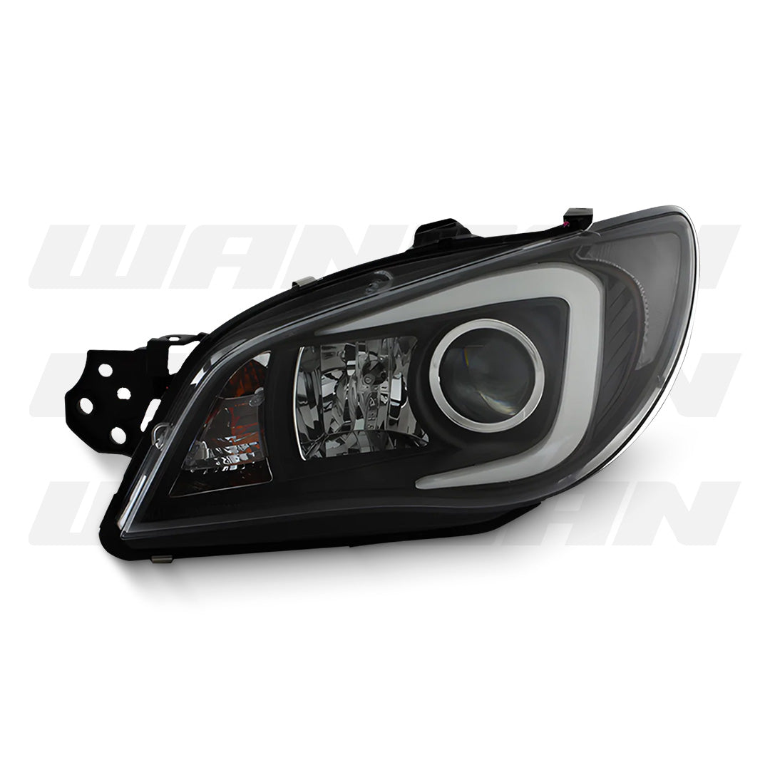Subaru WRX GR (2008 - 2013) Black 3D LED DRL Halogen Type Projector Headlights LH + RH