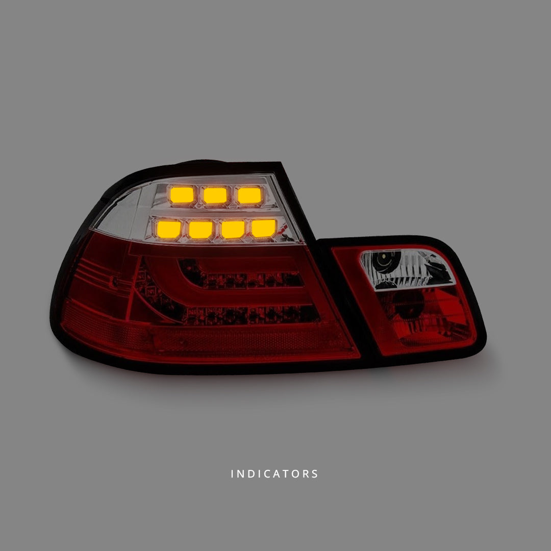BMW 3 Series E46 (1999 - 2002) Clear Red 3D LED Tail Lights LH + RH
