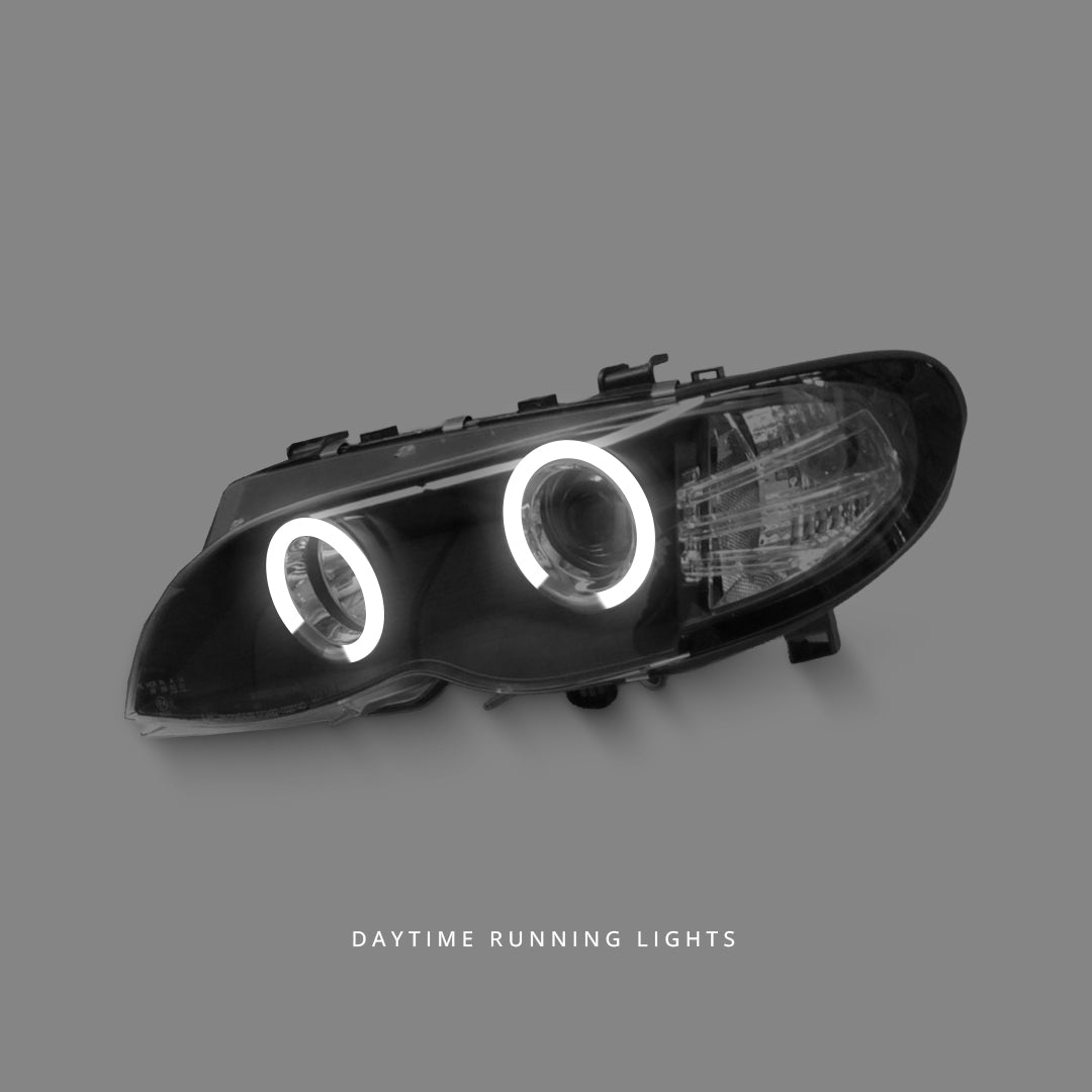 BMW 3-Series E46 Facelift (2002 - 2005) Black CCFL DRL Projector Headlights LH + RH