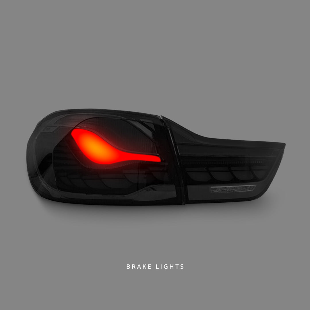 BMW 4-Series F32 / F33 / F82 / F83 / M4 (2014 - 2020) Sequential Clear Red 3D OLED Tail Lights LH + RH