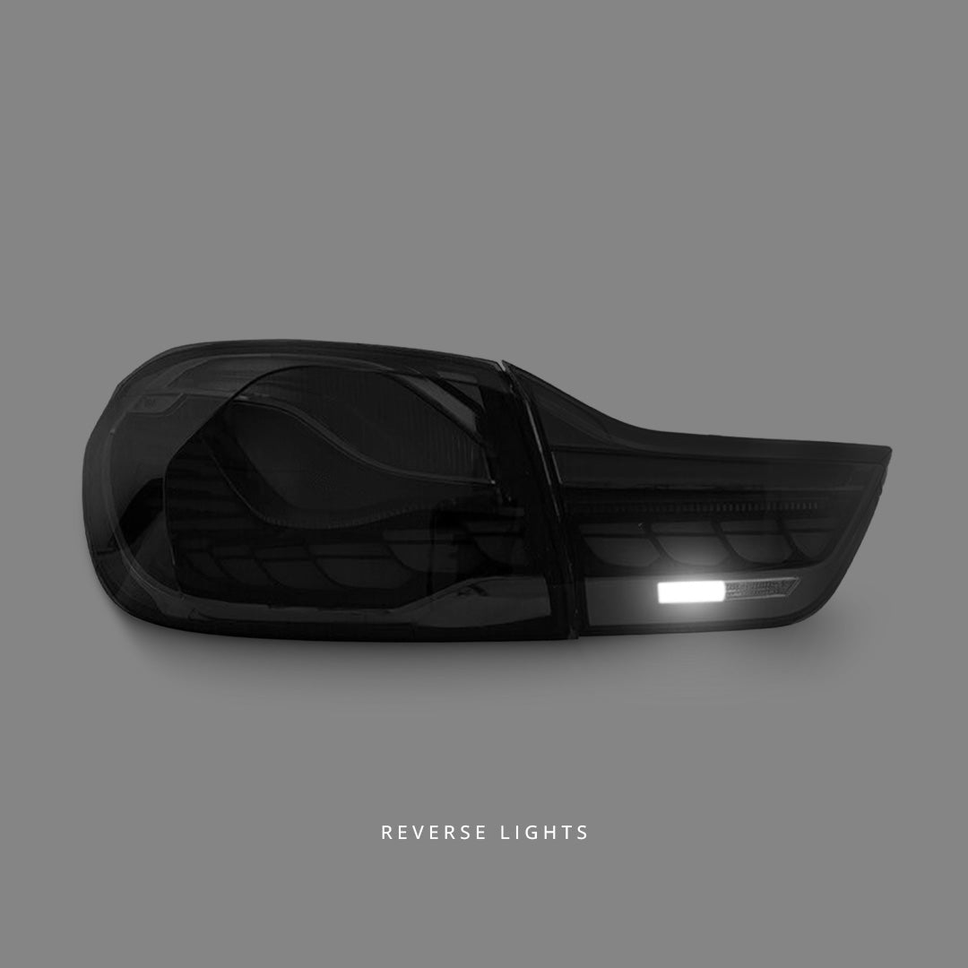 BMW 4-Series F32 / F33 / F82 / F83 / M4 (2014 - 2020) Sequential Clear Red 3D OLED Tail Lights LH + RH