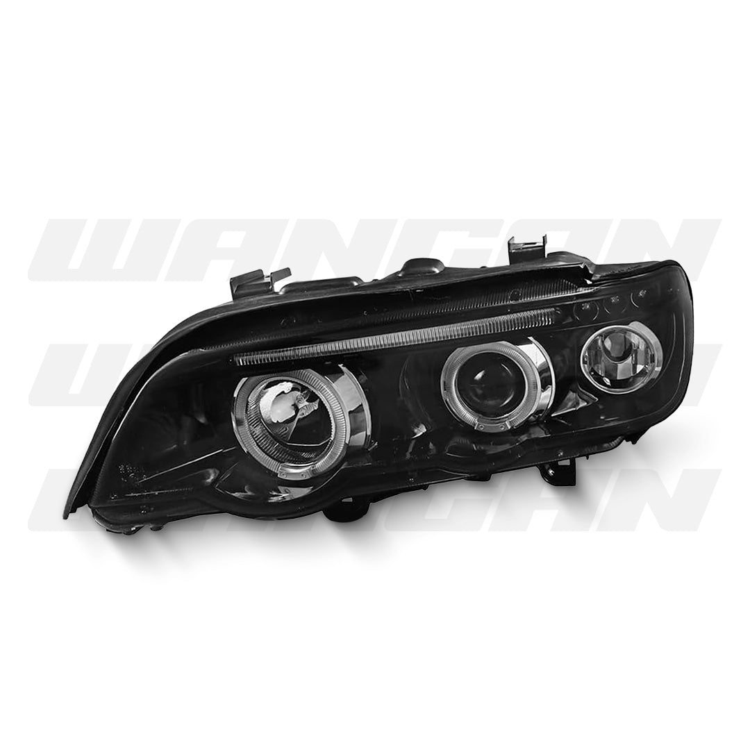 BMW X5 E53 (1999 - 2003) Black Dual LED Angel Eyes Projector Headlights LH + RH