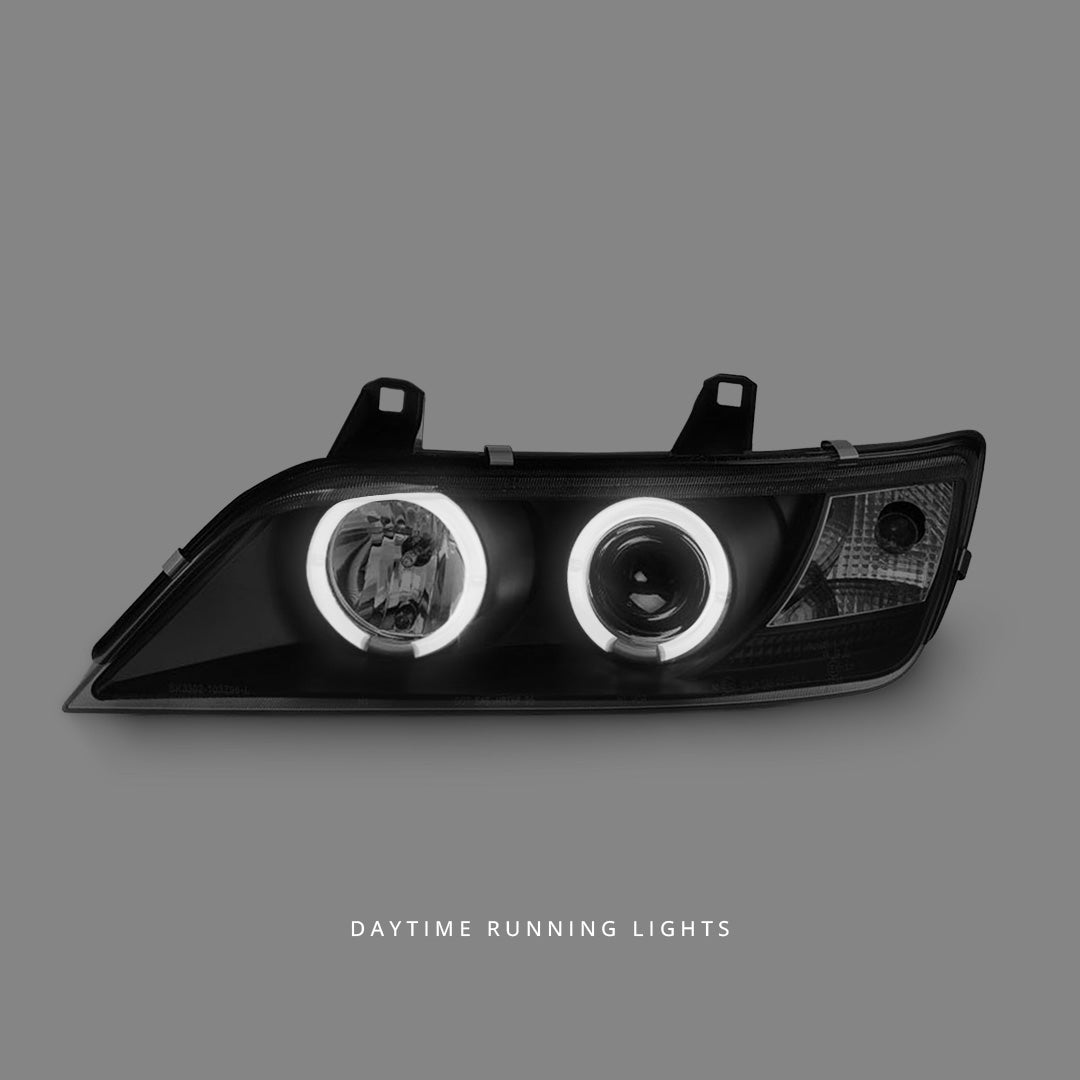 BMW Z3 E36 (1996 - 2002) Black LED Angel Eyes Projector Headlights LH + RH