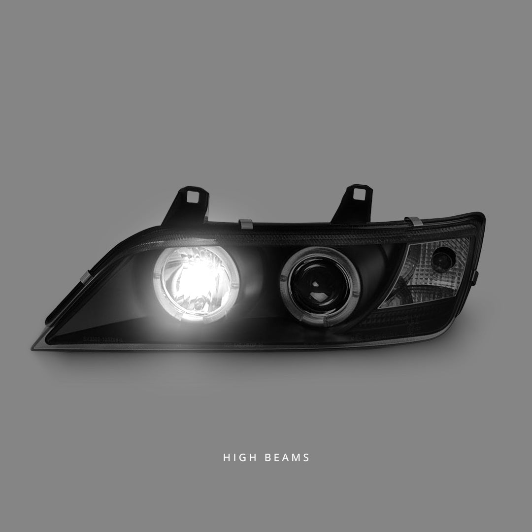 BMW Z3 E36 (1996 - 2002) Black LED Angel Eyes Projector Headlights LH + RH