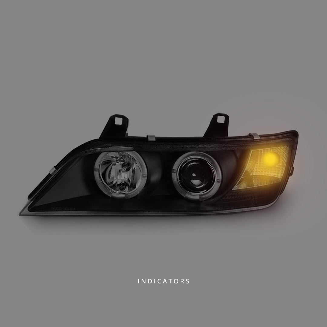 BMW Z3 E36 (1996 - 2002) Black LED Angel Eyes Projector Headlights LH + RH