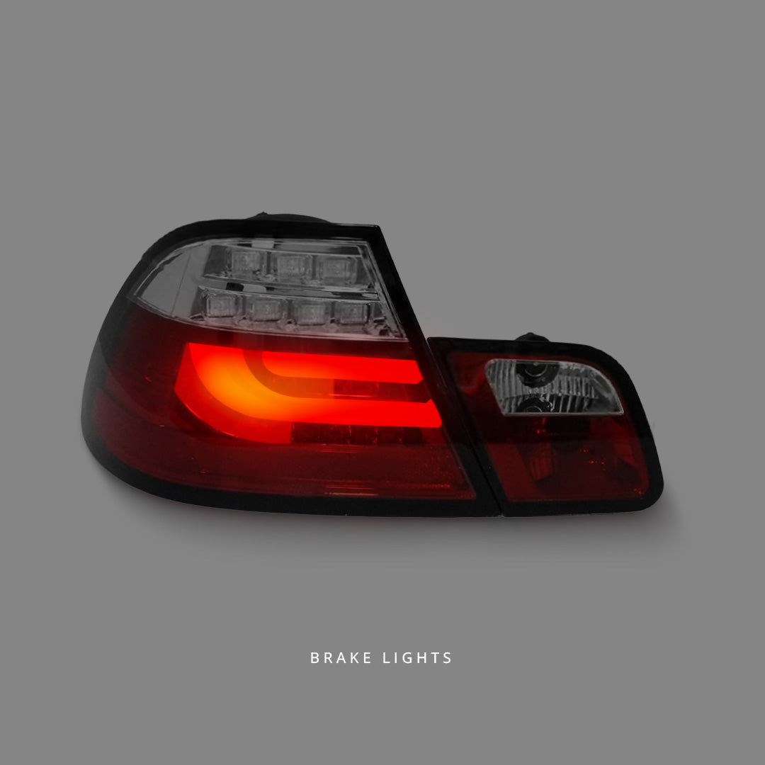 BMW 3-Series E46 (2003 - 2005) Clear Red 3D LED Tail Lights LH + RH
