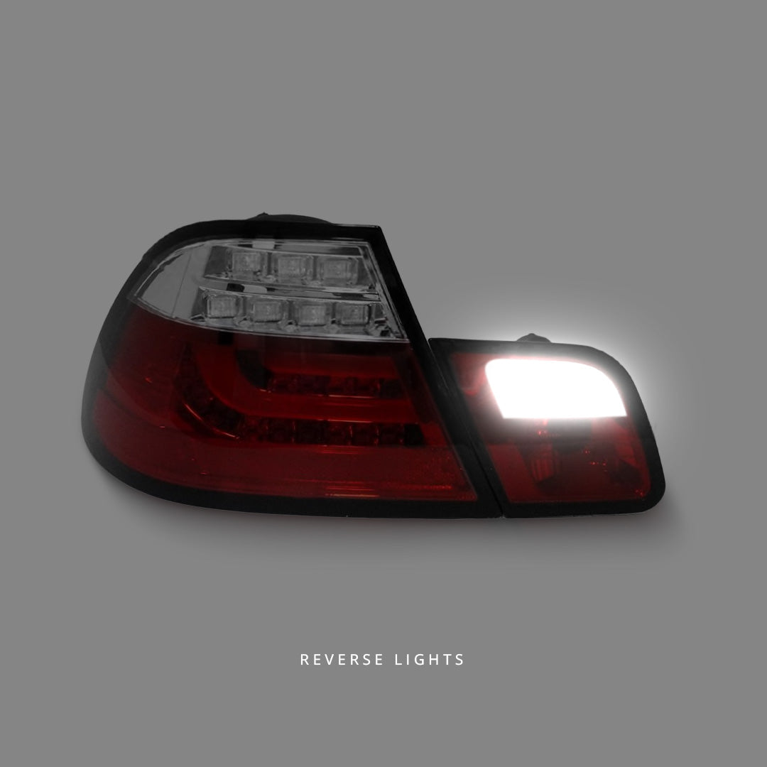 BMW 3-Series E46 (2003 - 2005) Clear Red 3D LED Tail Lights LH + RH