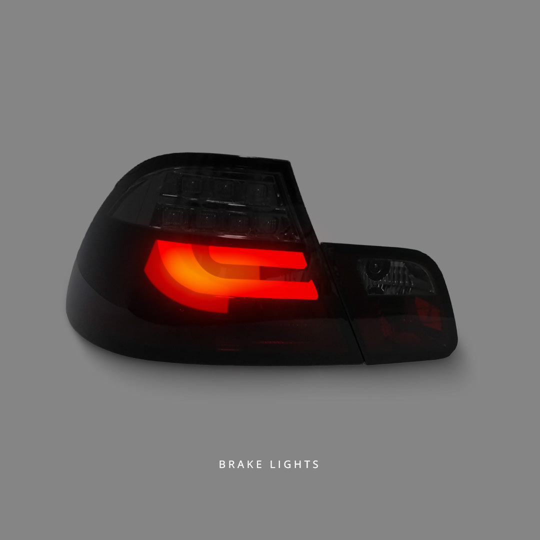BMW 3 Series E46 (2003 - 2005) Smoke Red 3D LED Tail Lights LH + RH
