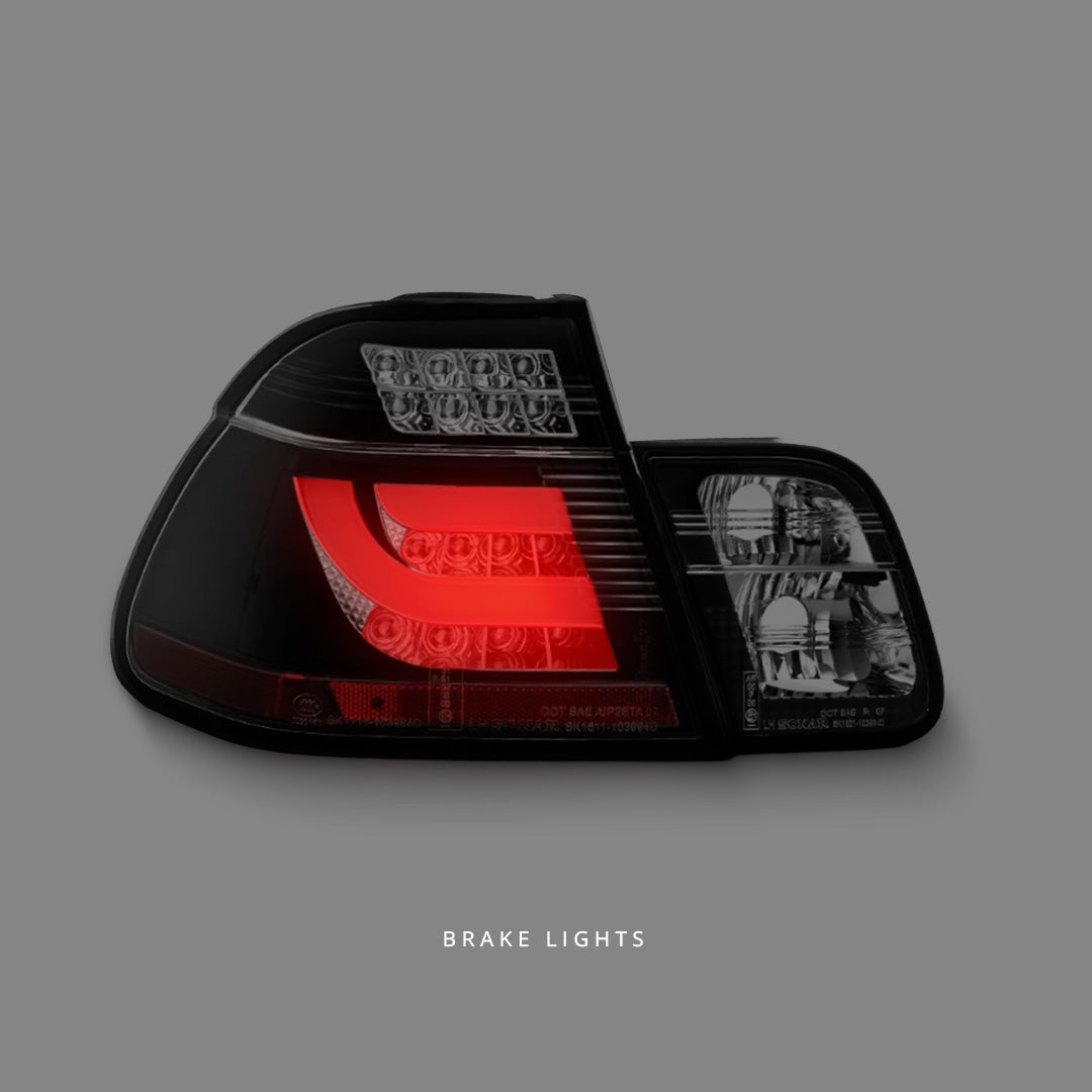 BMW 3-Series E46 Sedan (2002 - 2005) Black 3D LED Tail Lights LH + RH