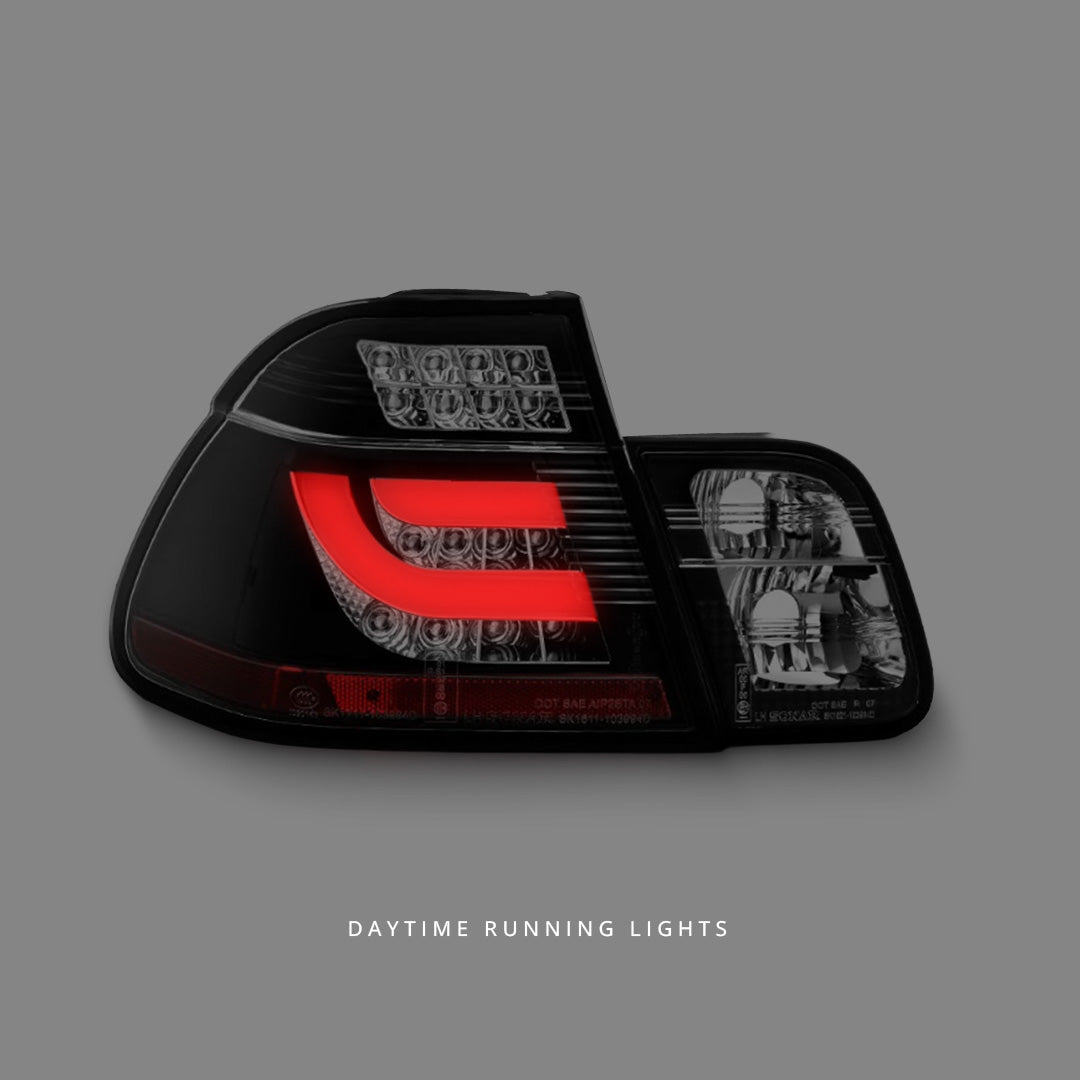 BMW 3-Series E46 Sedan (2002 - 2005) Black 3D LED Tail Lights LH + RH