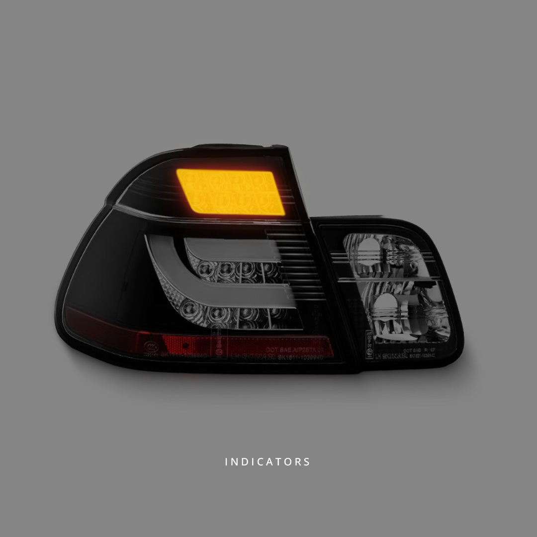 BMW 3-Series E46 Sedan (2002 - 2005) Black 3D LED Tail Lights LH + RH