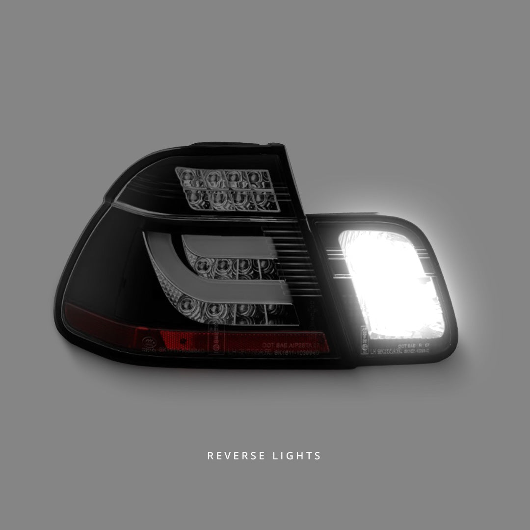 BMW 3-Series E46 Sedan (2002 - 2005) Black 3D LED Tail Lights LH + RH