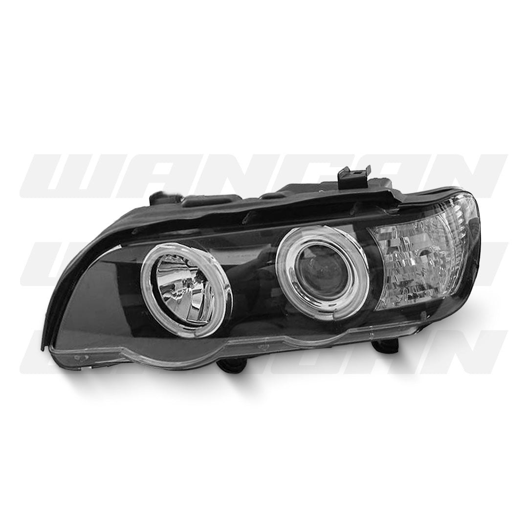 BMW X5 E53 Pre-LCI (1999 - 2003) Black CCFL Angel Eyes Projector Headlights LH + RH
