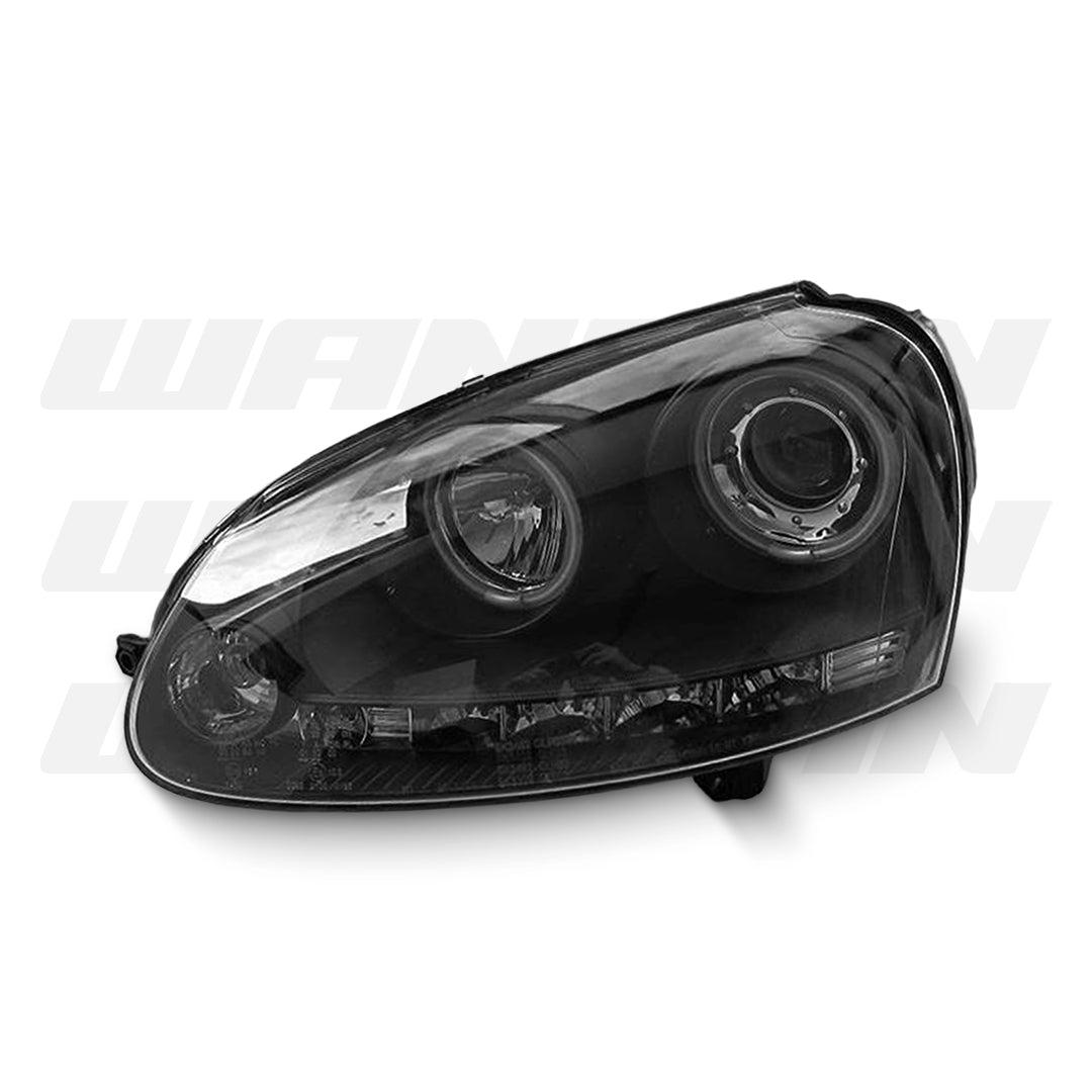 Volkswagen Golf MK5 TDI GTI (2003 - 2008) Black LED DRL Angel Eyes Projector Headlights LH + RH
