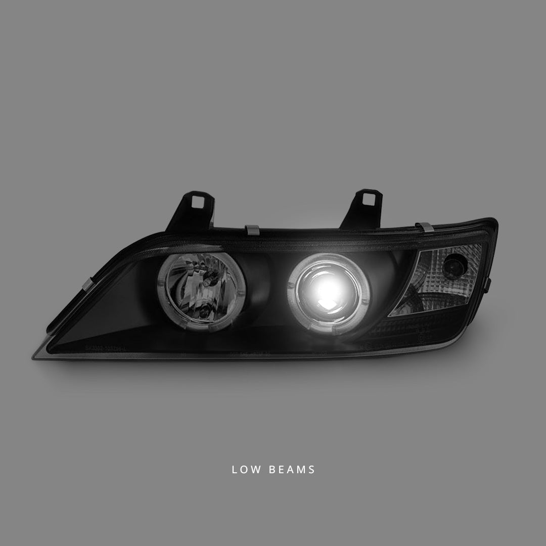 BMW Z3 E36 (1996 - 2002) Black LED Angel Eyes Projector Headlights LH + RH