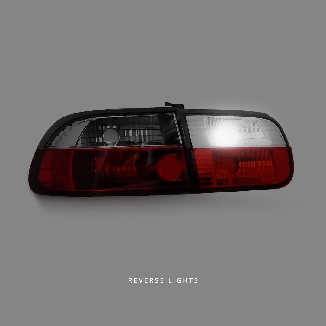 Honda Civic EG (1991 - 1995) Clear Red Altezza Style Tail Lights LH + RH