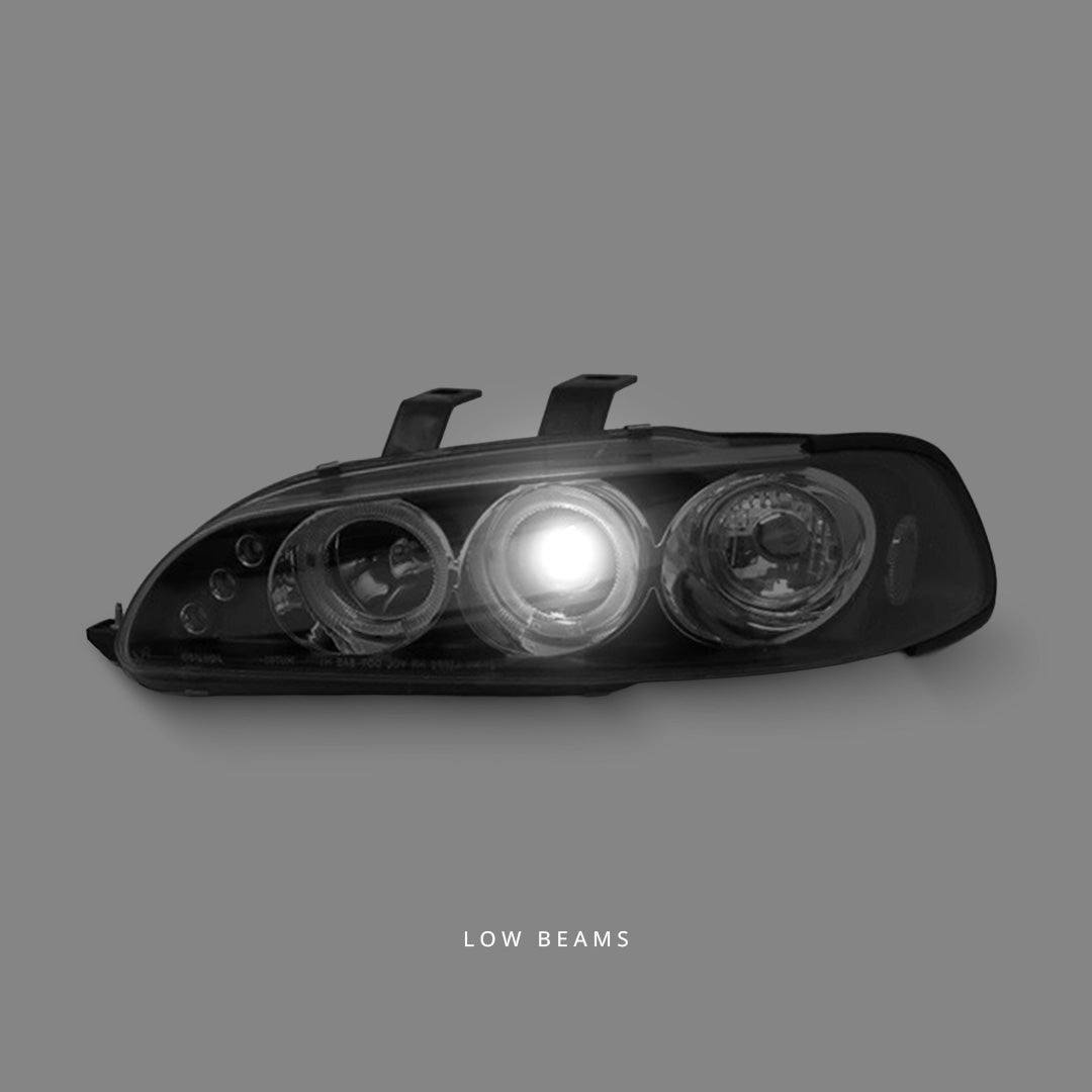 Honda Civic EG / EH (1991 - 1995) Black LED Angel Eyes Projector Headlights LH + RH