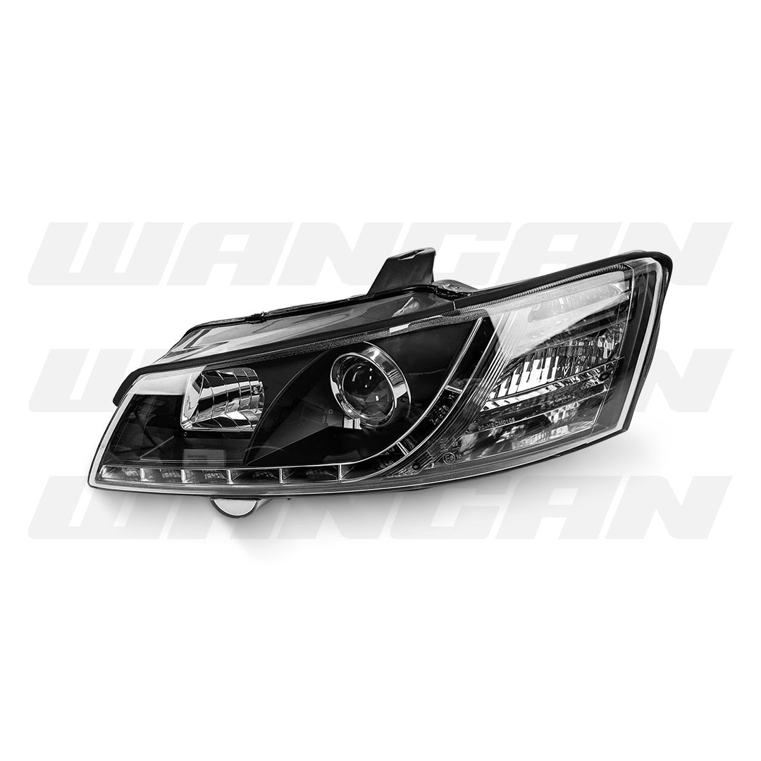 Holden Commodore VY (2002 - 2004) Black LED DRL Projector Headlights LH + RH