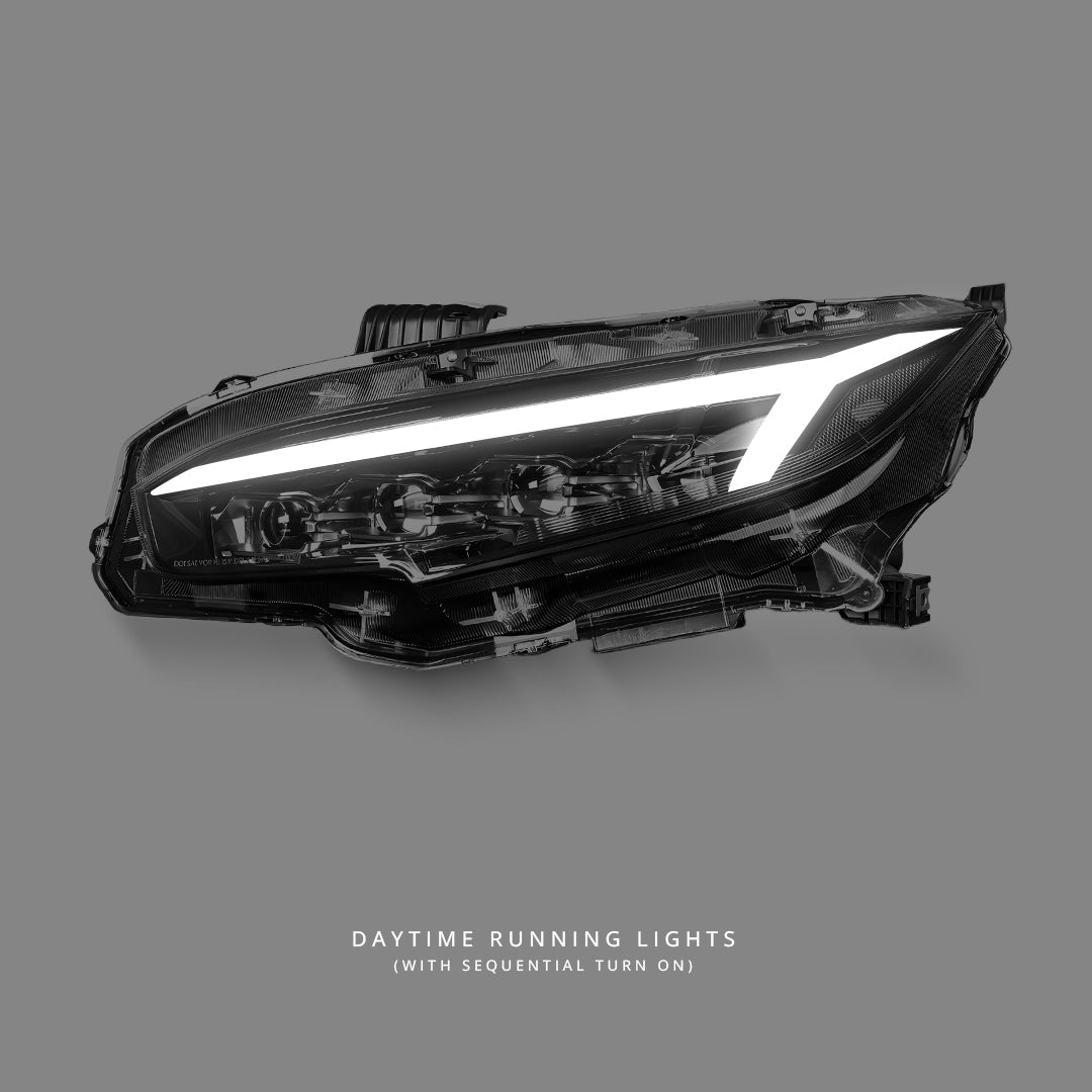 Honda Civic FC1 / FK7 / FK8 Type R (2016 - 2021) Sequential Tri-LED DRL Projector Headlights LH + RH