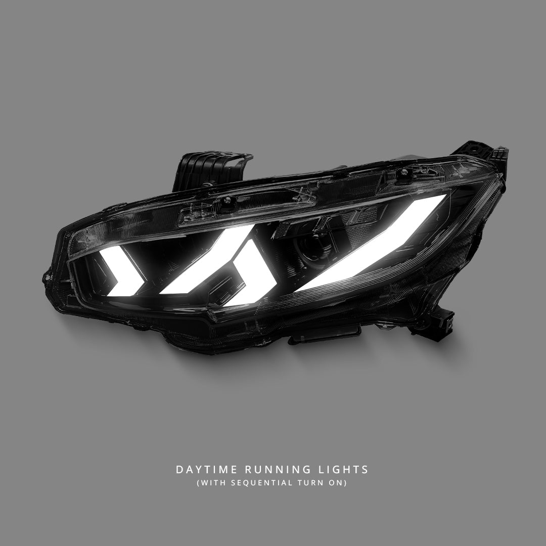 Honda Civic FC1 / FK7 / FK8 Type R (2016 - 2021) Sequential 3D Full LED DRL Demon Eye Projector Headlights LH + RH