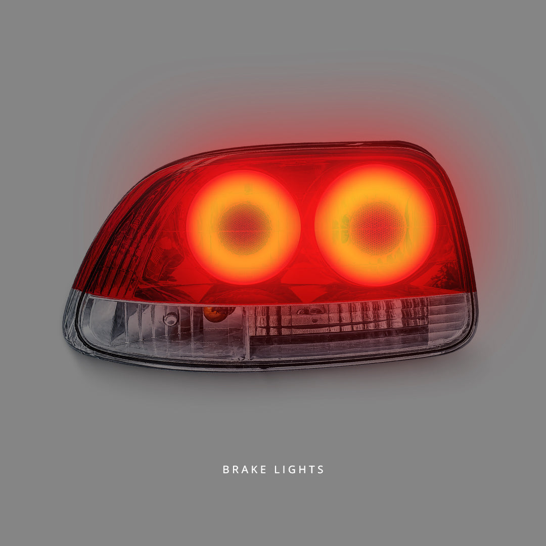 Honda CRX Del Sol (1992 - 1998) Crystal Clear Red Tail Lights LH + RH