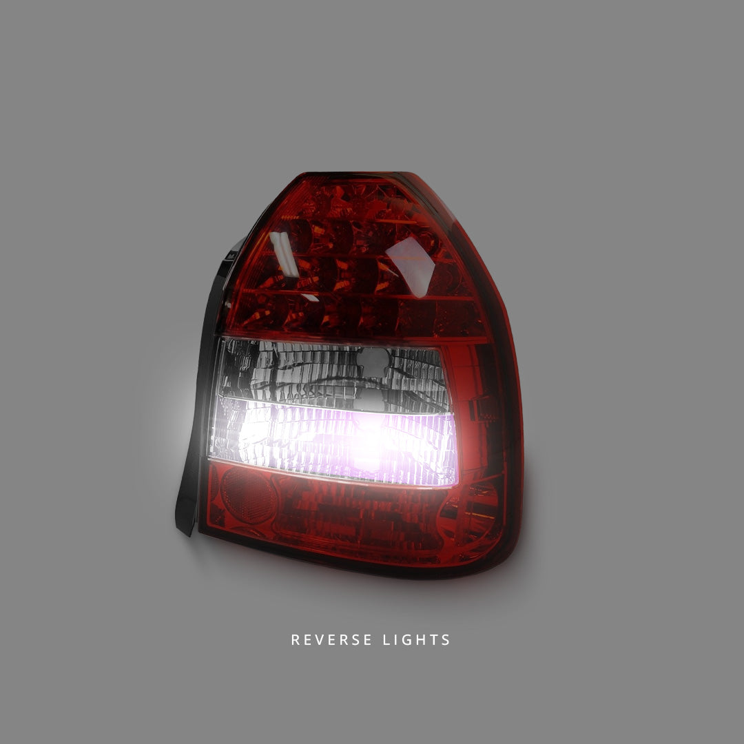 Honda Civic EK (1996 - 2000) Clear Red LED Tail Lights LH + RH