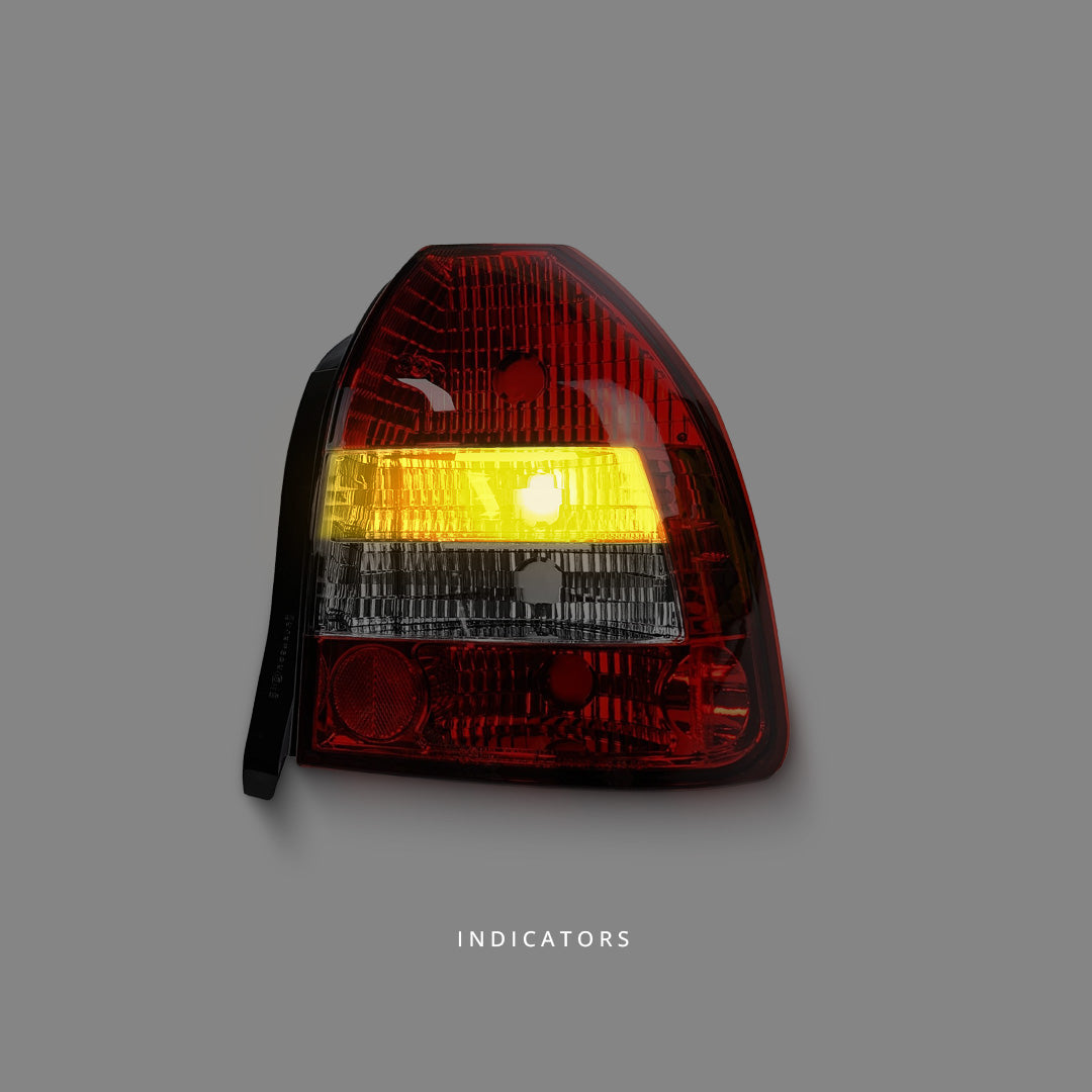 Honda Civic EK (1996 - 2000) Clear Red Tail Lights LH + RH