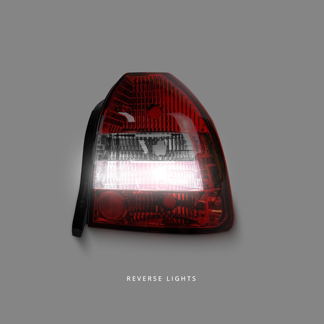 Honda Civic EK (1996 - 2000) Clear Red Tail Lights LH + RH