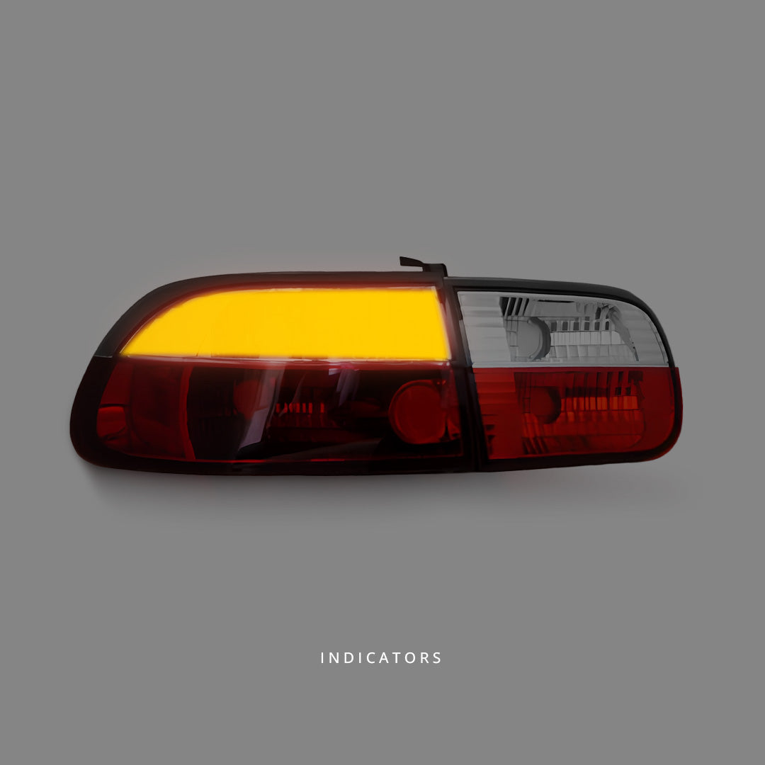 Honda Civic EG (1992 - 1995) Clear Red Tail Lights LH + RH