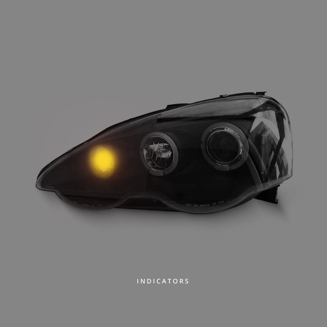 Honda Integra DC5 (2001 - 2003) Black LED Angel Eyes Projector Headlights LH + RH