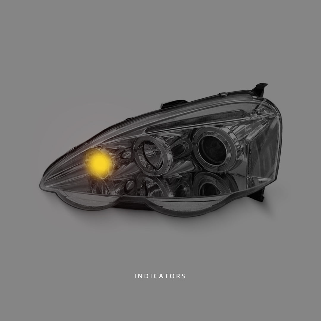 Honda Integra DC5 (2001 - 2003) Clear LED Angel Eyes Projector Headlights LH + RH