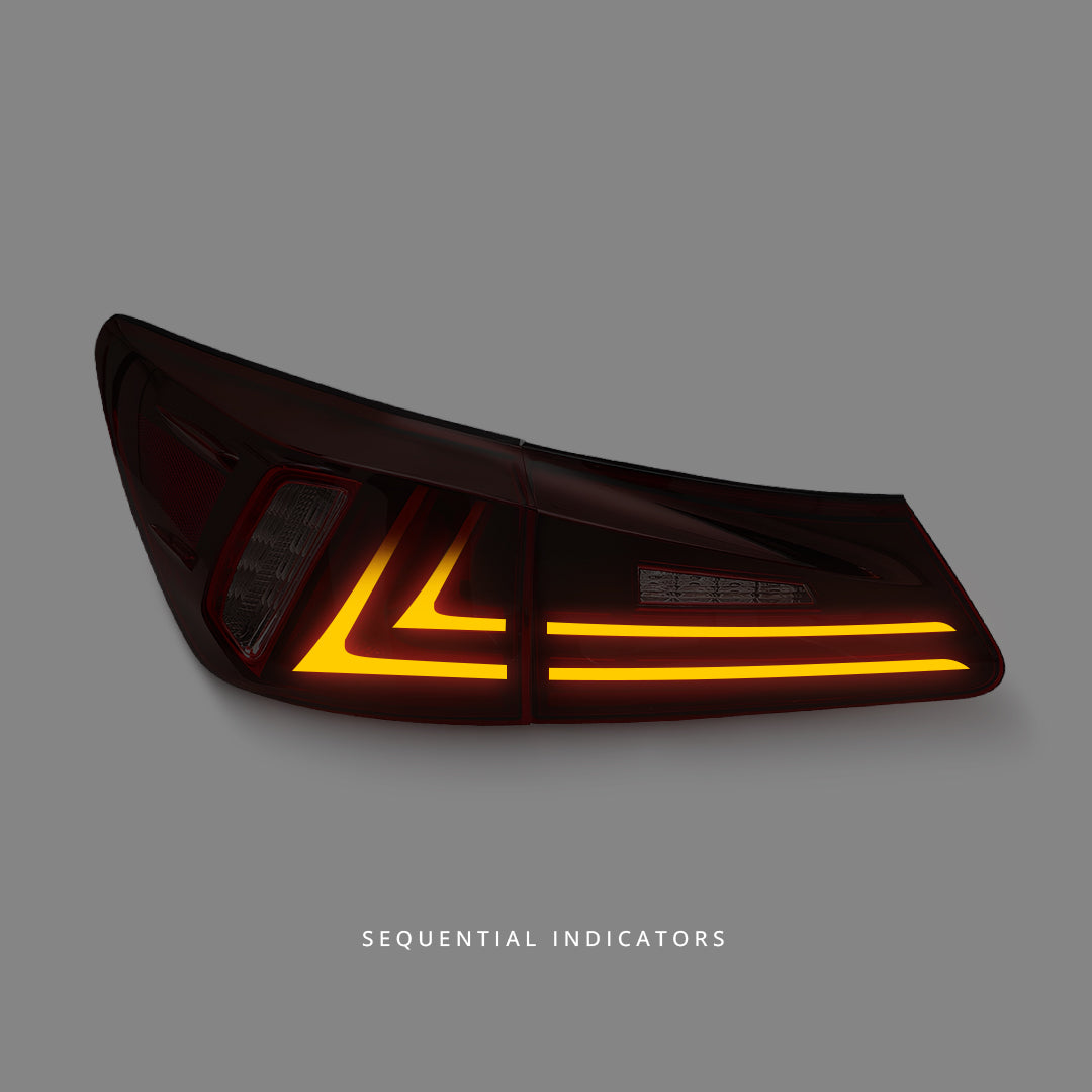 Lexus IS GSE20 / GSE21 / USE20 (2005 - 2013) Sequential Clear Red Full LED Light Bar Tail Lights LH + RH