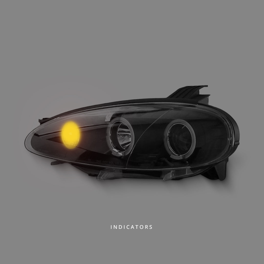 Mazda MX-5 NB Series 2 (2001 - 2005) Black LED Angel Eyes Projector Headlights LH + RH