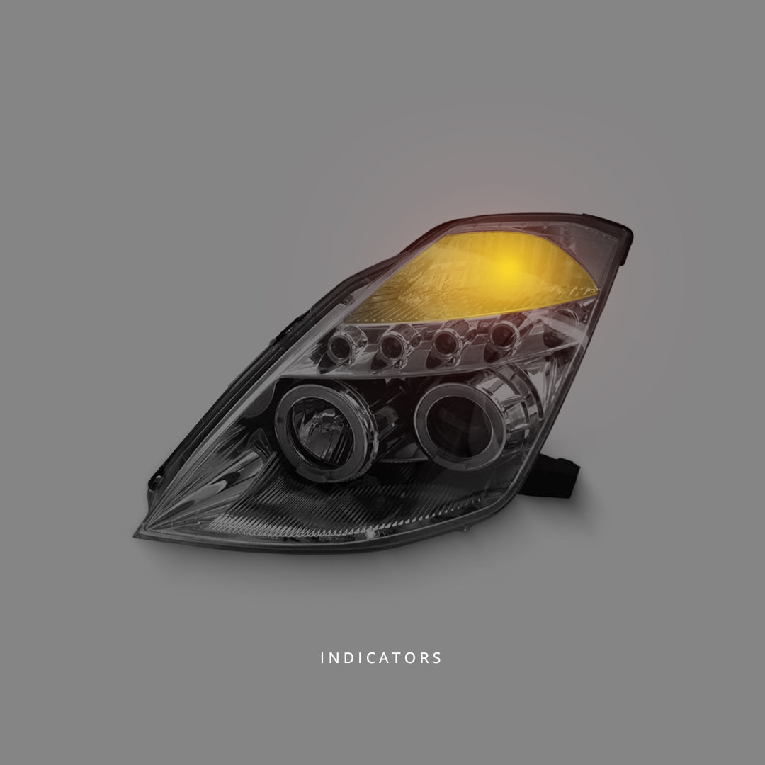 Nissan 350Z / Z33 Fairlady (2003 - 2005) Clear LED DRL Angel Eyes Projector Headlights LH + RH