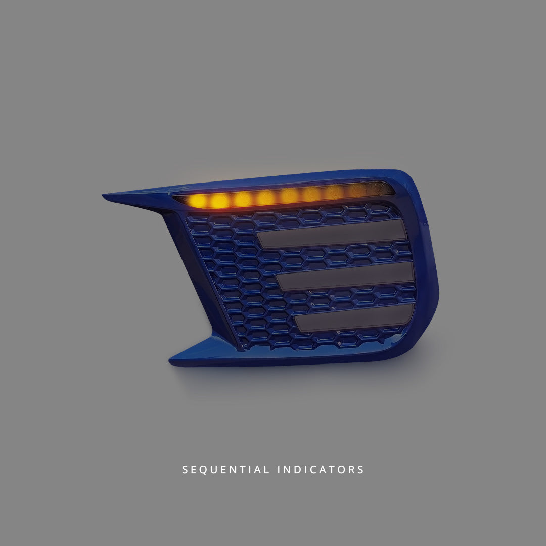 Subaru WRX VA (2018 - 2021) Sequential Blue Smoke 3D LED DRL Turn Signal Fog Light Bezels LH + RH