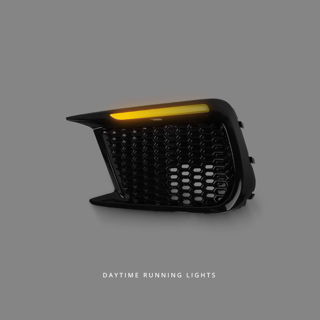 Subaru WRX STI VA (2018 - 2021) Sequential Black LED DRL Turn Signal Fog Light Bezels LH + RH