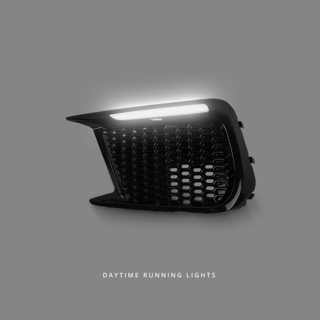 Subaru WRX STI VA (2018 - 2021) Sequential Black LED DRL Turn Signal Fog Light Bezels LH + RH