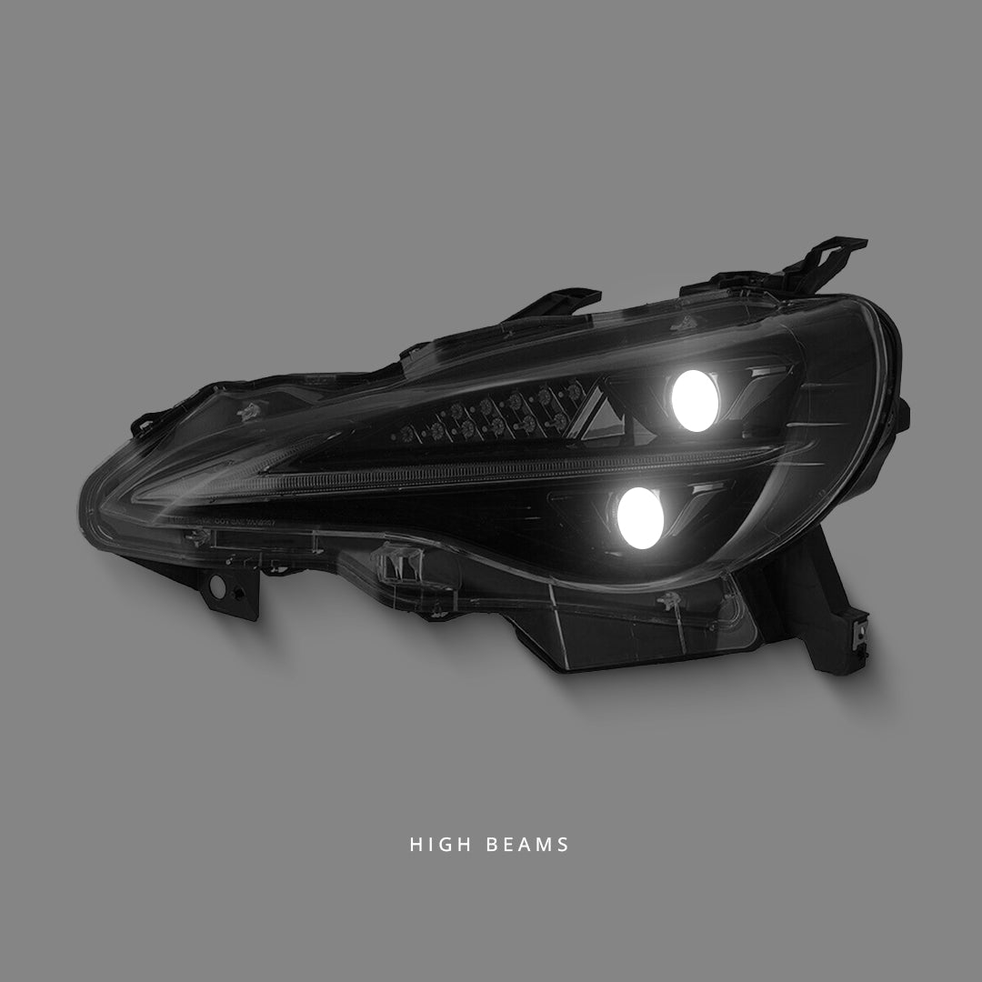 Subaru BRZ 1st Gen (2012 - 2020) Sequential Black 3D V2 Triple LED DRL Projector Headlights LH + RH