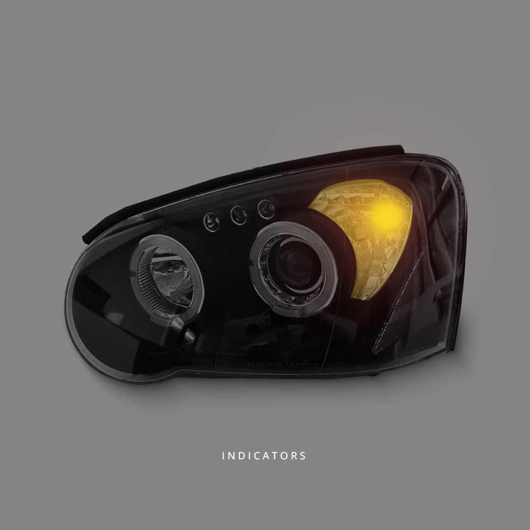 Subaru Impreza GD / GG (2003 - 2005) Black LED Angel Eyes Projector Headlights LH + RH