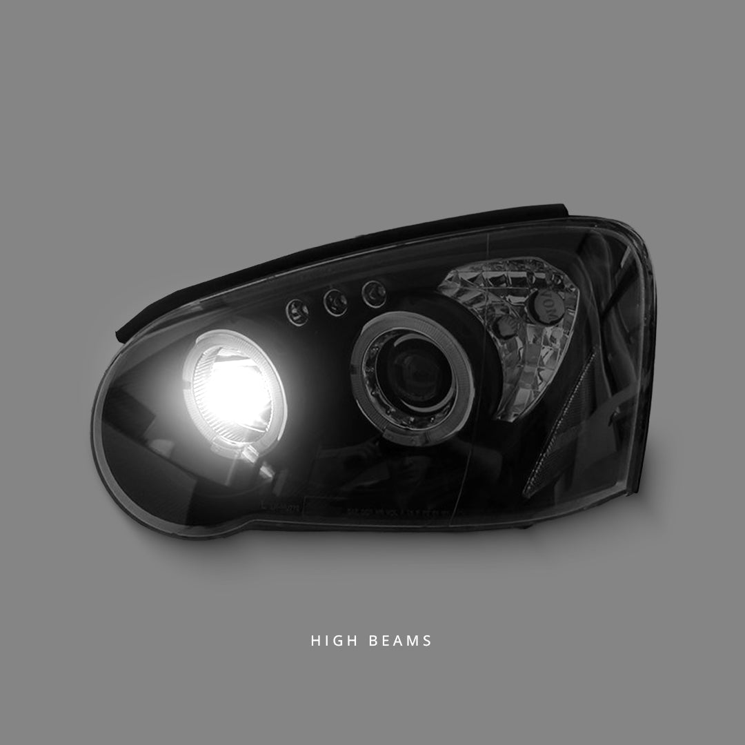 Subaru WRX STI GD (2003 - 2005) Black LED Angel Eyes Projector Headlights LH + RH