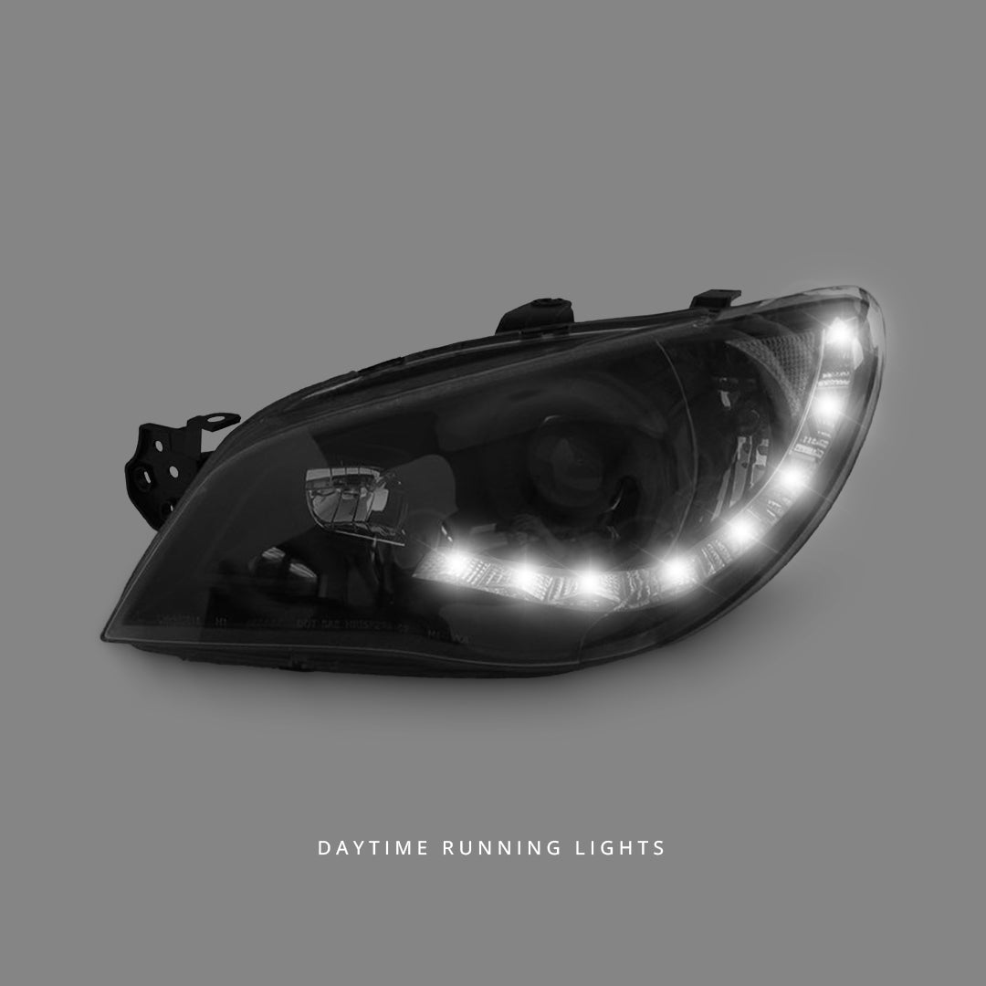 Subaru Impreza GD / GG (2005 - 2007) Black LED DRL Projector Headlights LH + RH