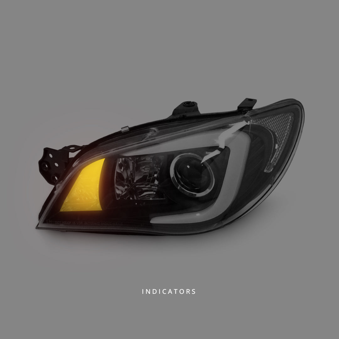 Subaru Impreza GD (2005 - 2007) Black LED 3D Stripe DRL Projector Headlights LH + RH
