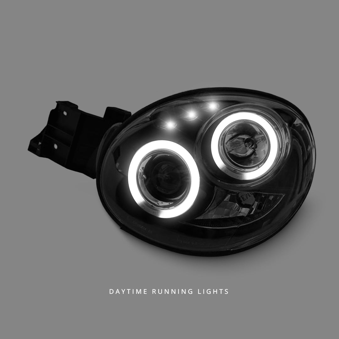 Subaru WRX STI GD (2000 - 2002) Black LED Angel Eyes Projector Headlights LH + RH