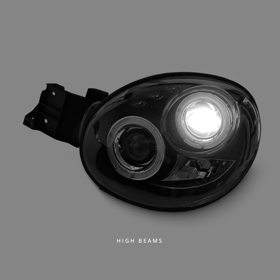 Subaru WRX STI GD (2000 - 2002) Black LED Angel Eyes Projector Headlights LH + RH